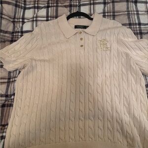 Ralph Lauren Cream Cable Knit Polo Shirt